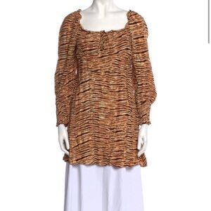 Faithfull the Brand Tan Ruched Bodycon Mini Dress sz 10